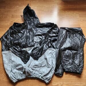 VTG Golds Gym XL/XXL Black Grey Long Sleeve Sauna Suit Weight Loss Workout Sweat